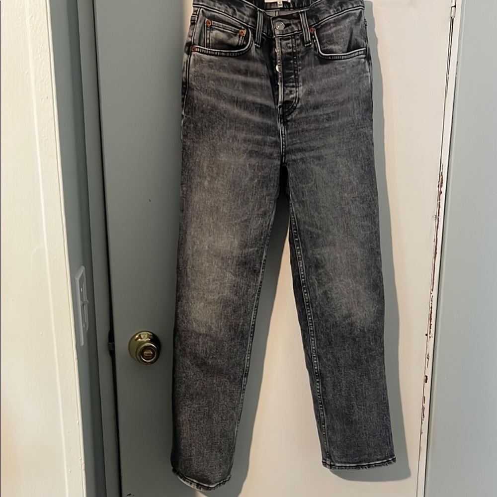 Re/Done Black Straight Jeans Timeless Style